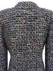 ツイードCCマークボタンジャケット ブラック/ホワイト/マルチ