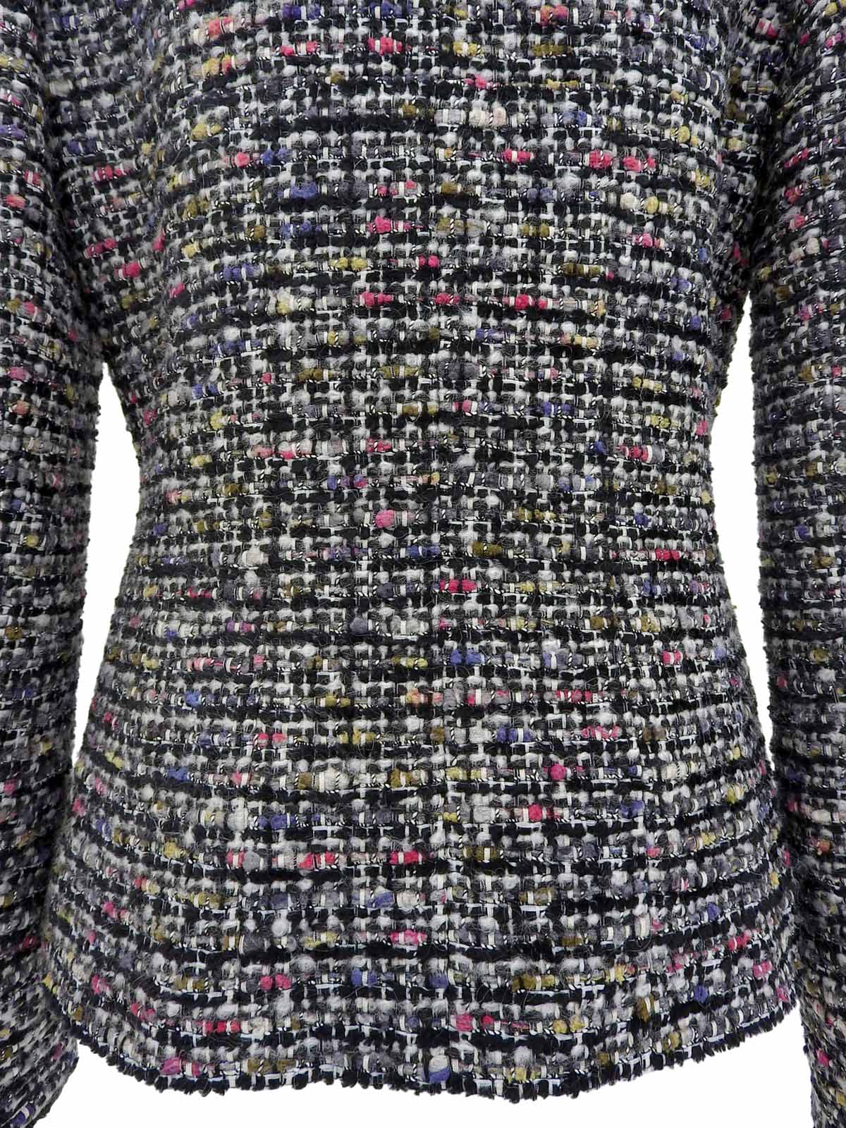 ツイードCCマークボタンジャケット ブラック/ホワイト/マルチ