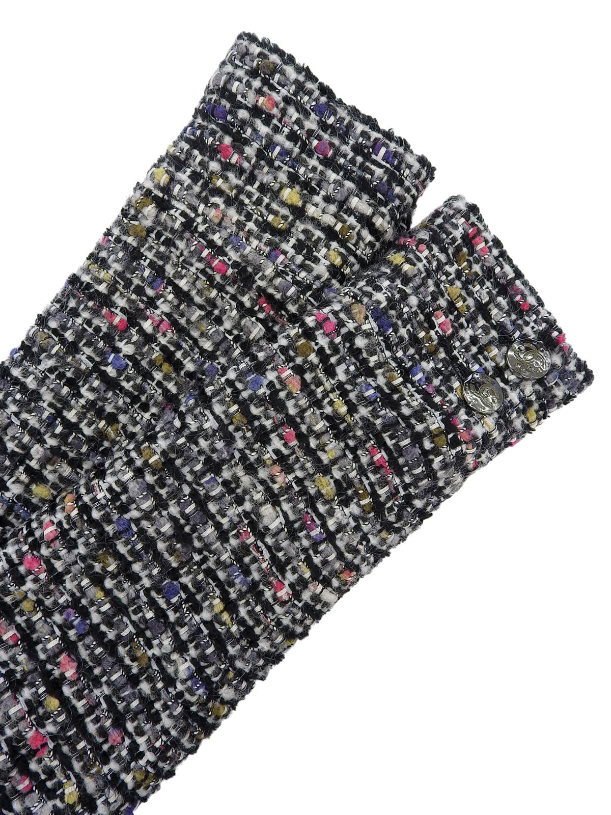 ツイードCCマークボタンジャケット ブラック/ホワイト/マルチ