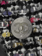 ツイードCCマークボタンジャケット ブラック/ホワイト/マルチ