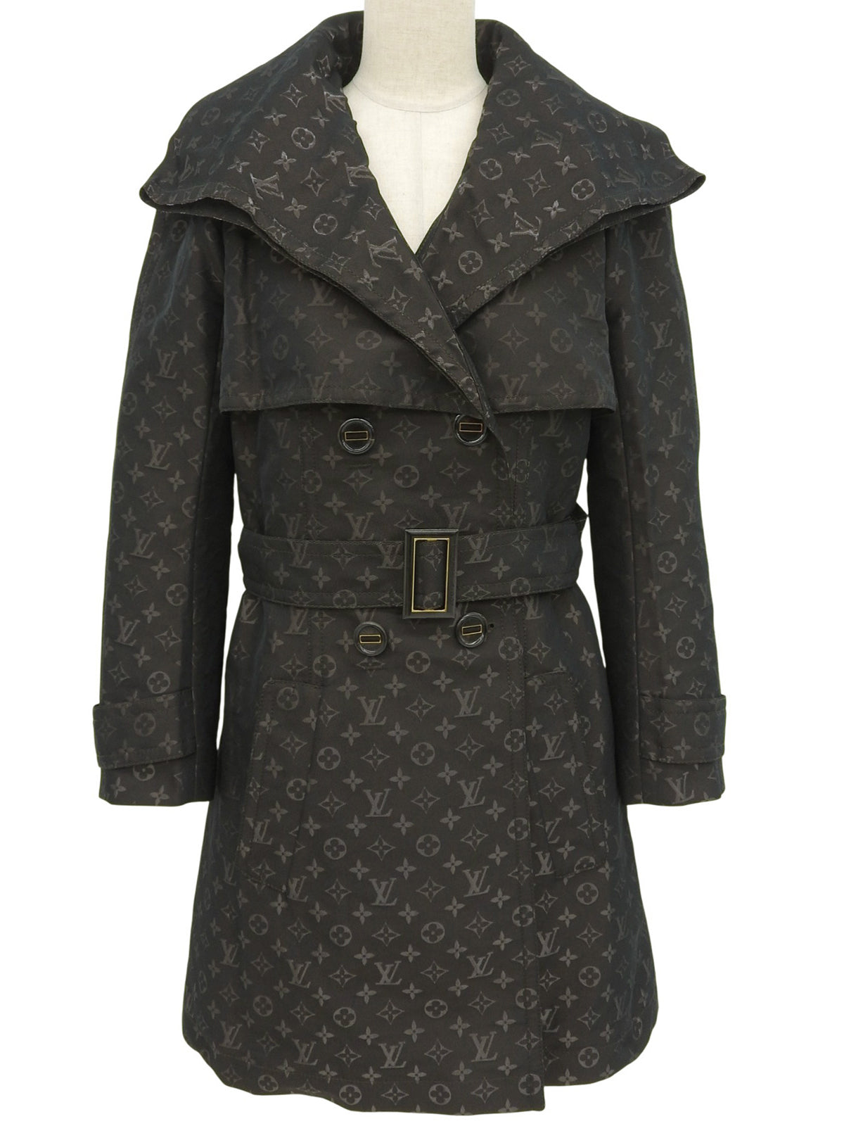 モノグラムパターンショートトレンチコート ダークブラウン