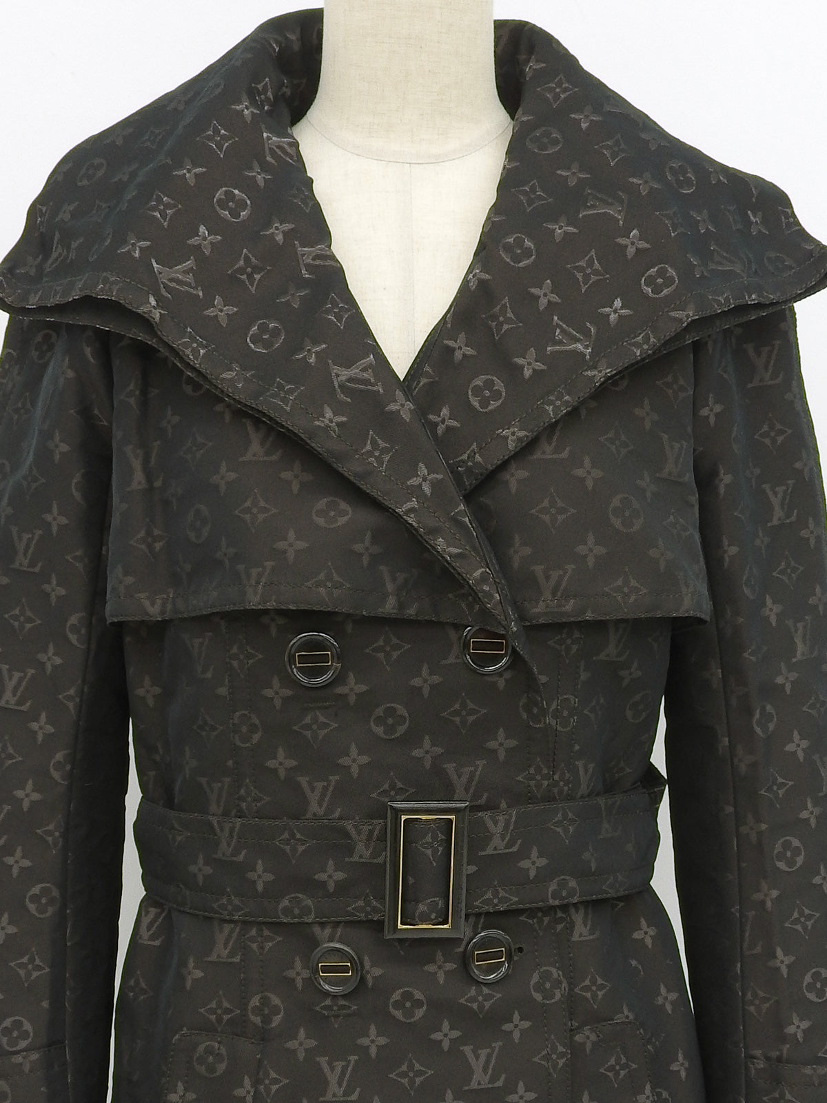 モノグラムパターンショートトレンチコート ダークブラウン