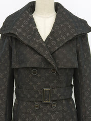 モノグラムパターンショートトレンチコート ダークブラウン