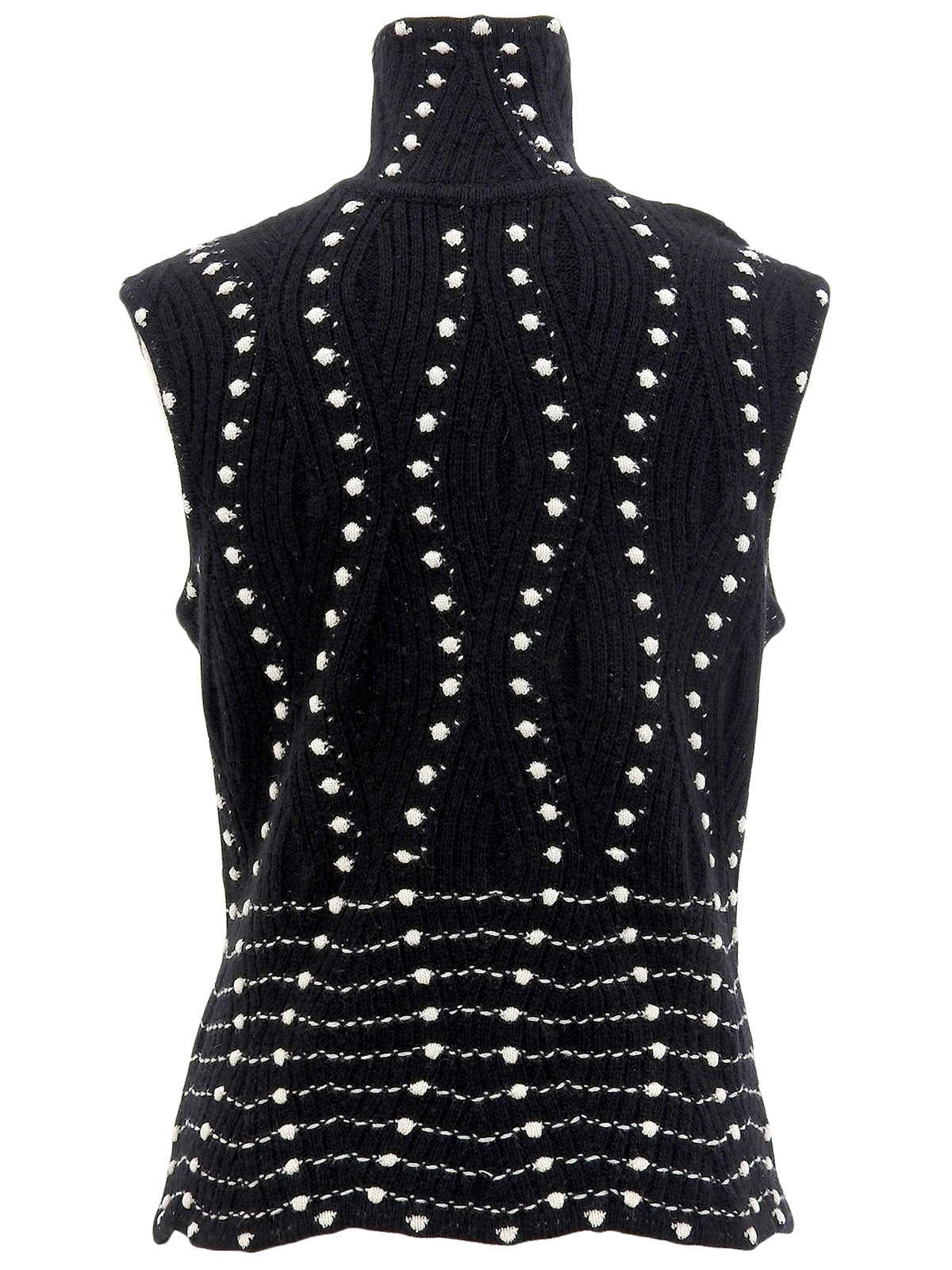Dot Pattern Sleeveless Knit Top in Black/White