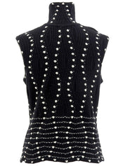 Dot Pattern Sleeveless Knit Top in Black/White