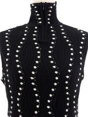 Dot Pattern Sleeveless Knit Top in Black/White