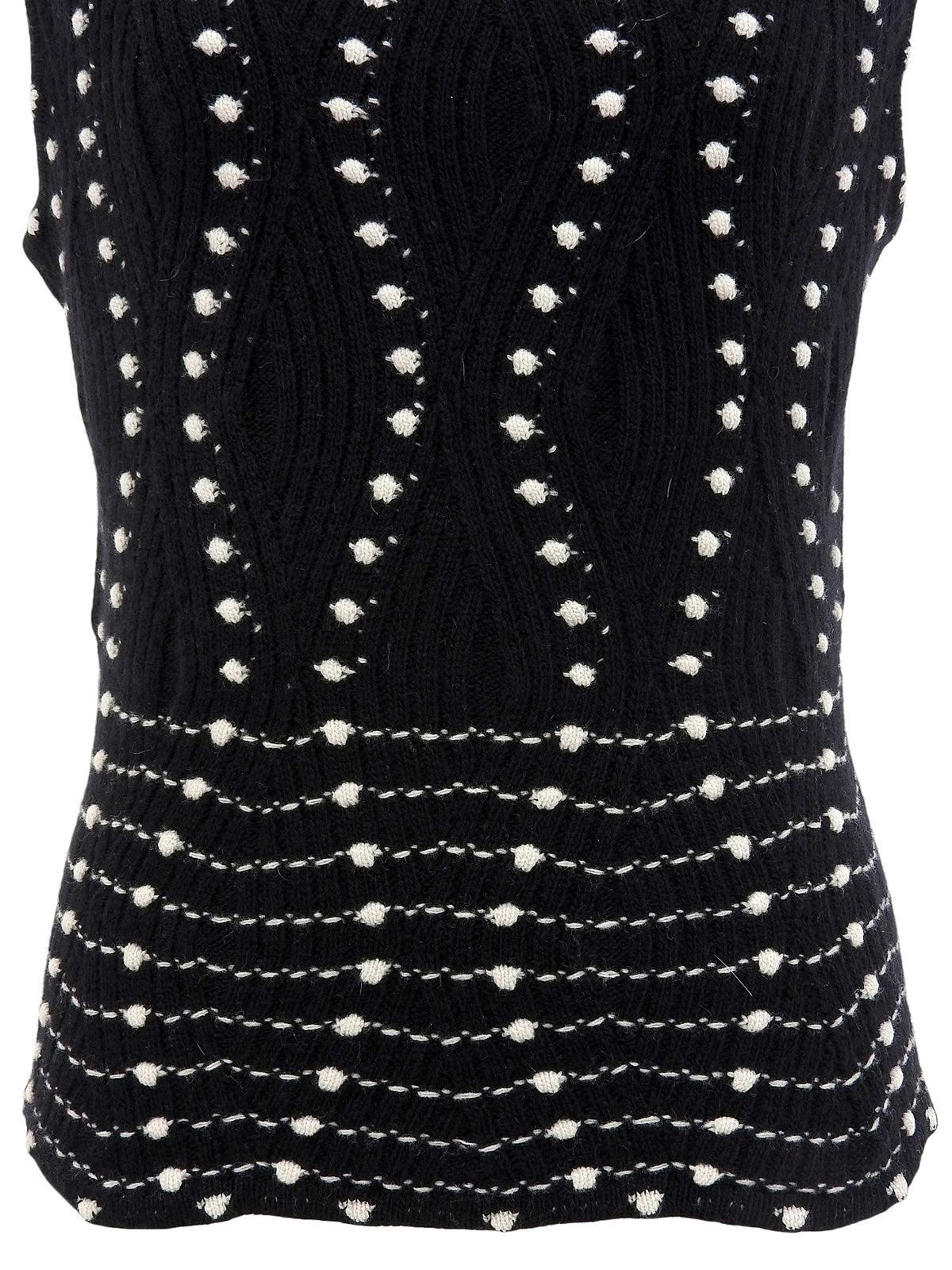 Dot Pattern Sleeveless Knit Top in Black/White