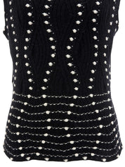Dot Pattern Sleeveless Knit Top in Black/White