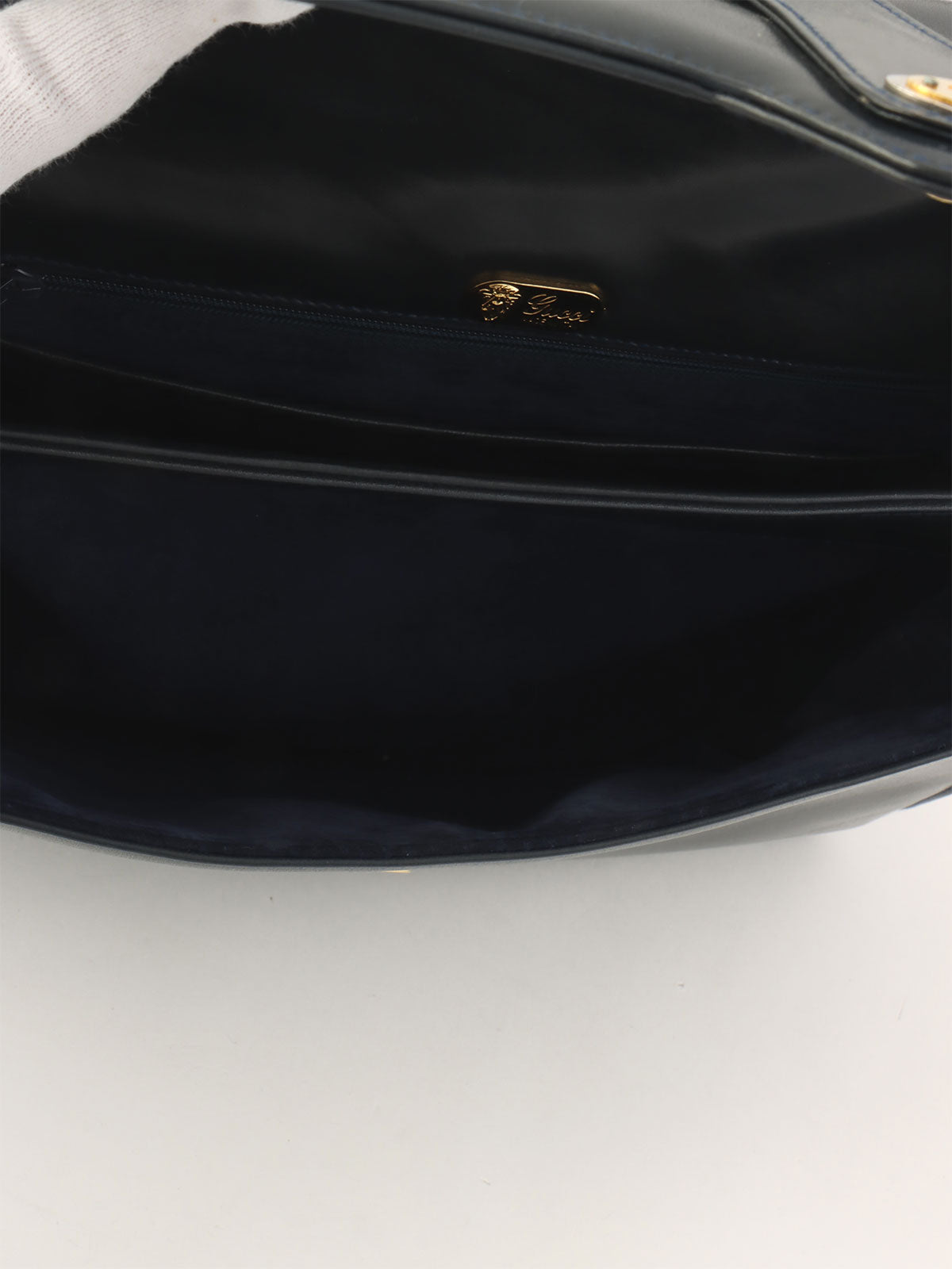 Navy Oval GG Plate Handbag