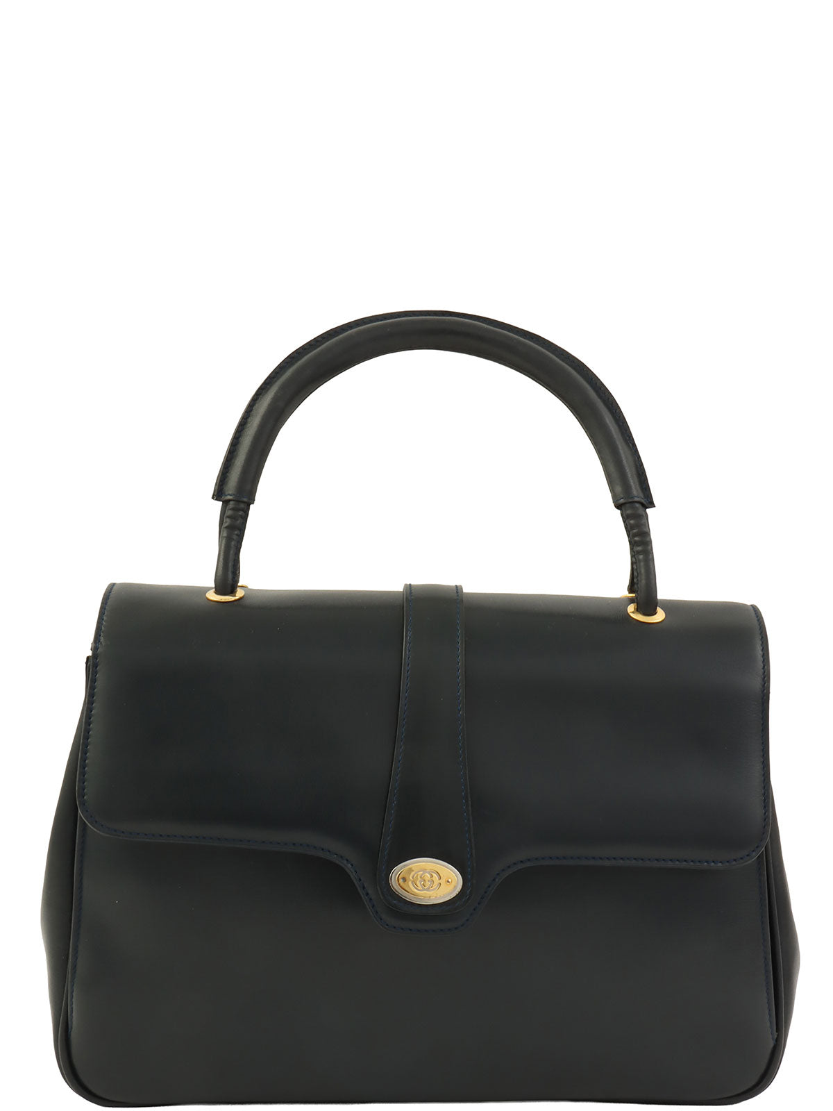 Navy Oval GG Plate Handbag