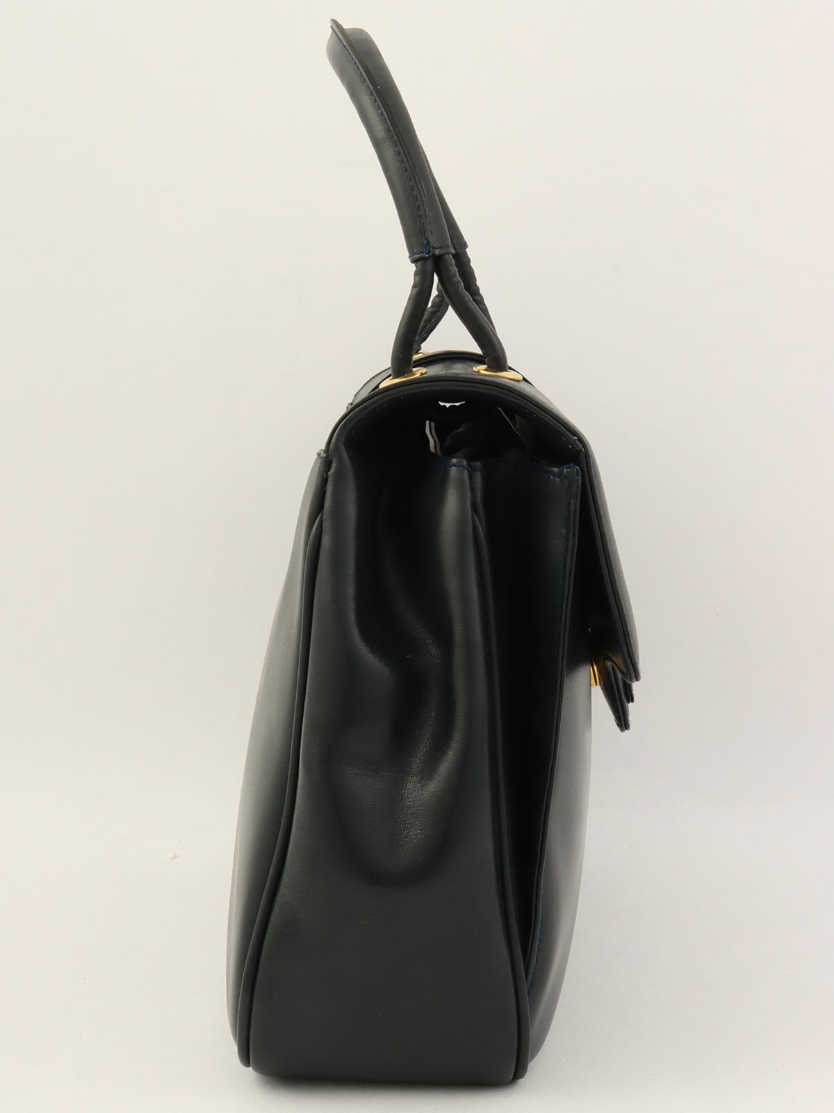 Navy Oval GG Plate Handbag