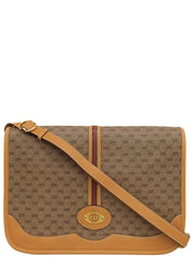 キャンバスGGパターンシェリーラインフラップショルダーバッグ ベージュ