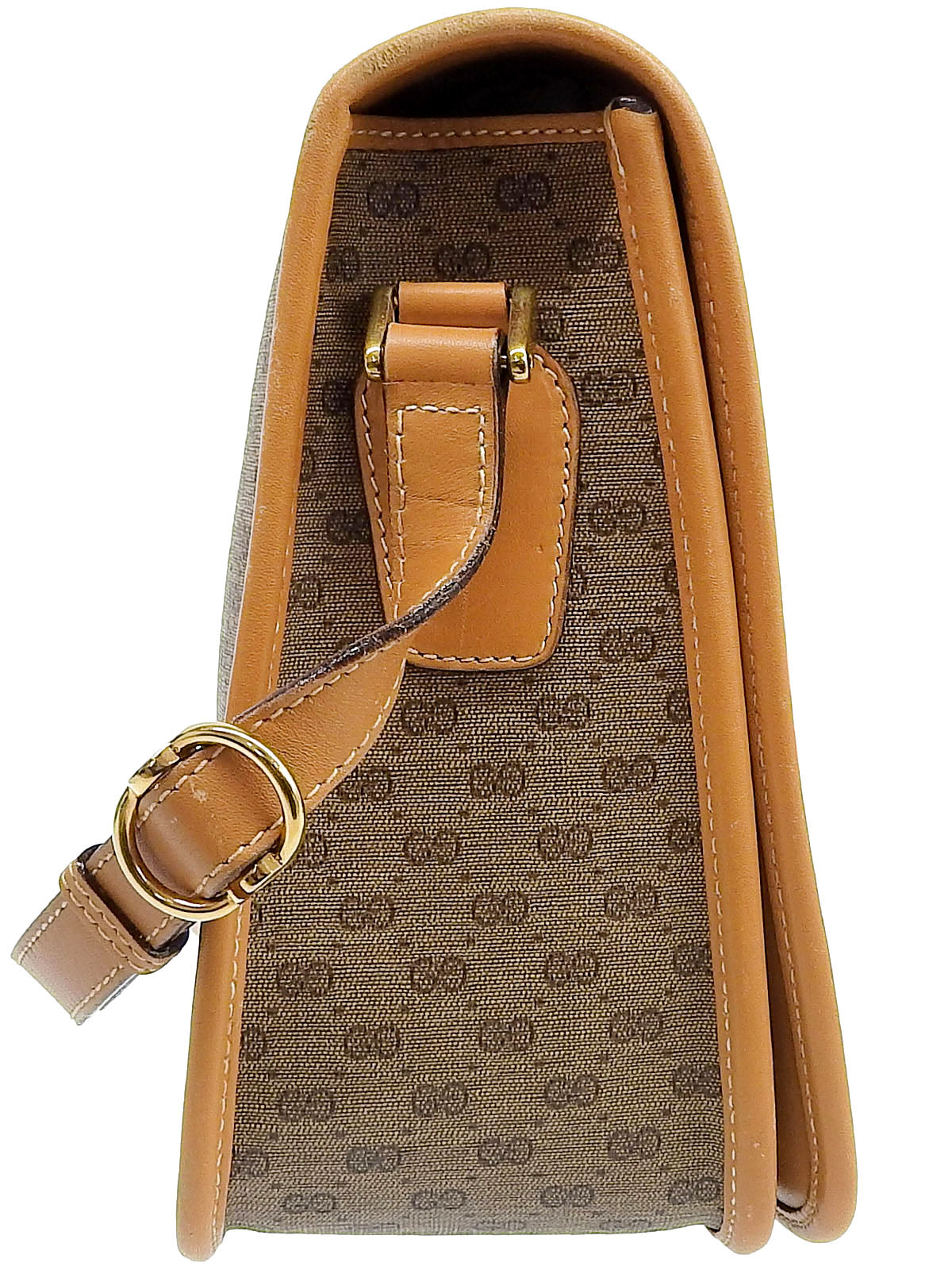 キャンバスGGパターンシェリーラインフラップショルダーバッグ ベージュ