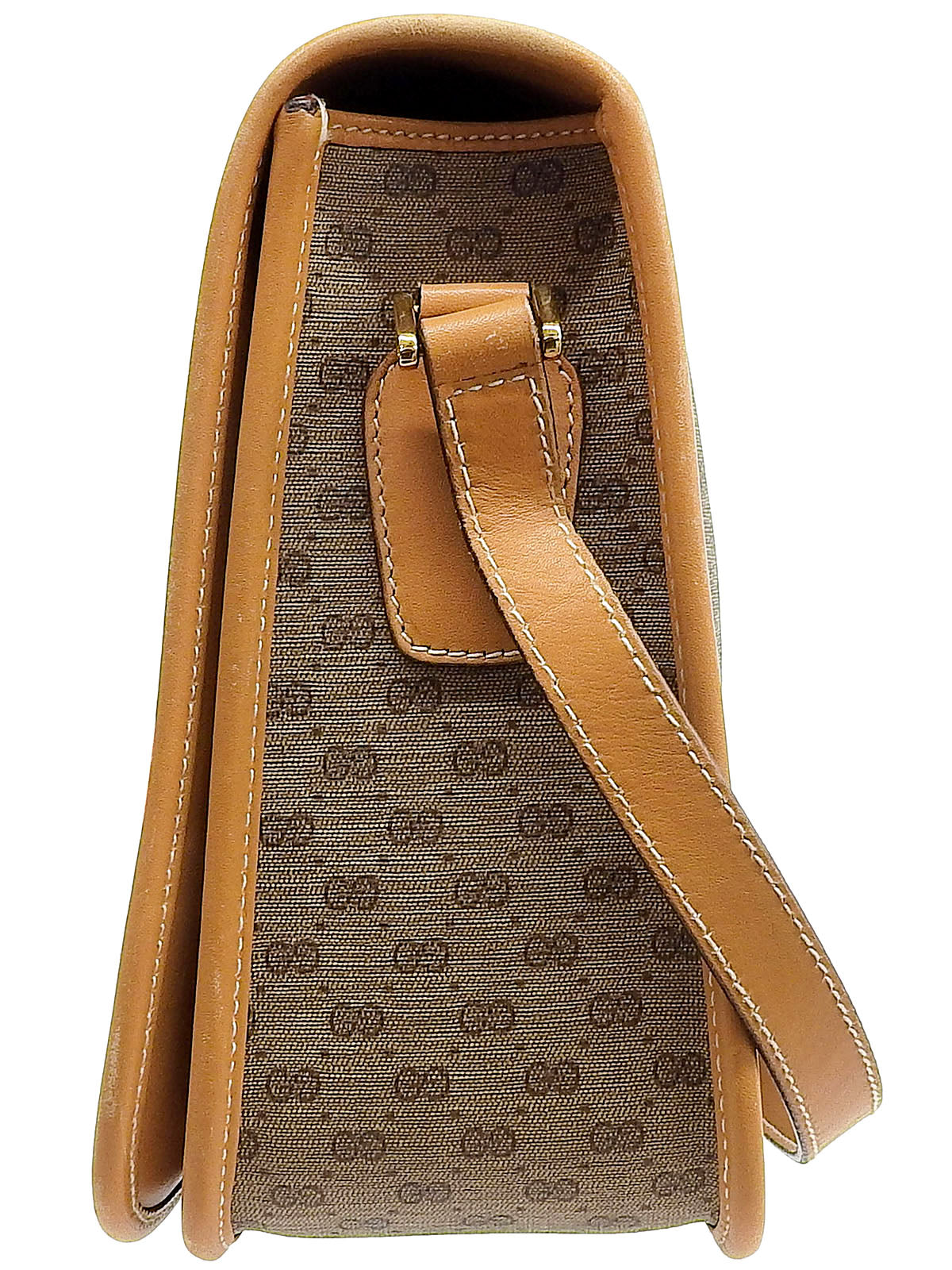 キャンバスGGパターンシェリーラインフラップショルダーバッグ ベージュ