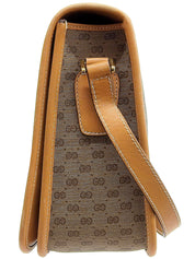 キャンバスGGパターンシェリーラインフラップショルダーバッグ ベージュ