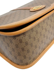 キャンバスGGパターンシェリーラインフラップショルダーバッグ ベージュ