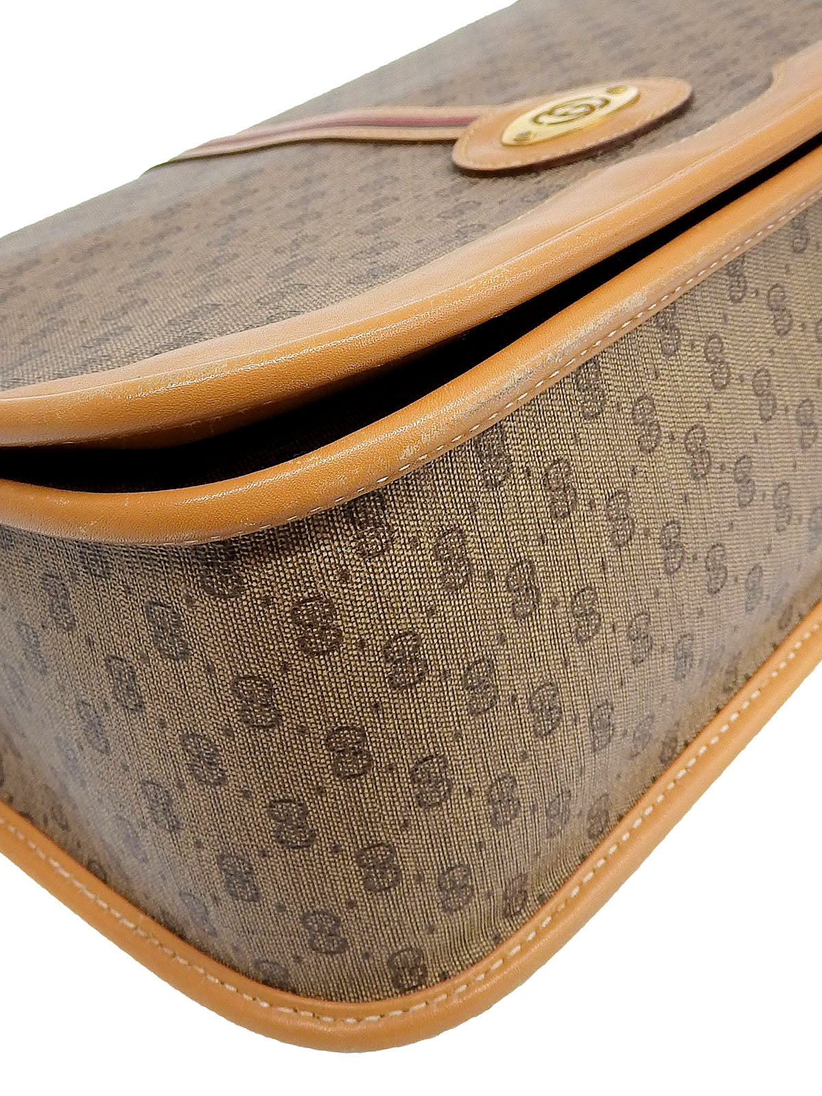 キャンバスGGパターンシェリーラインフラップショルダーバッグ ベージュ