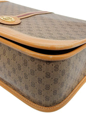 キャンバスGGパターンシェリーラインフラップショルダーバッグ ベージュ