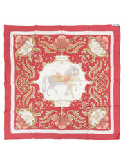 カレ90 Cheval Turcパターンスカーフ レッド/ホワイト/マルチ