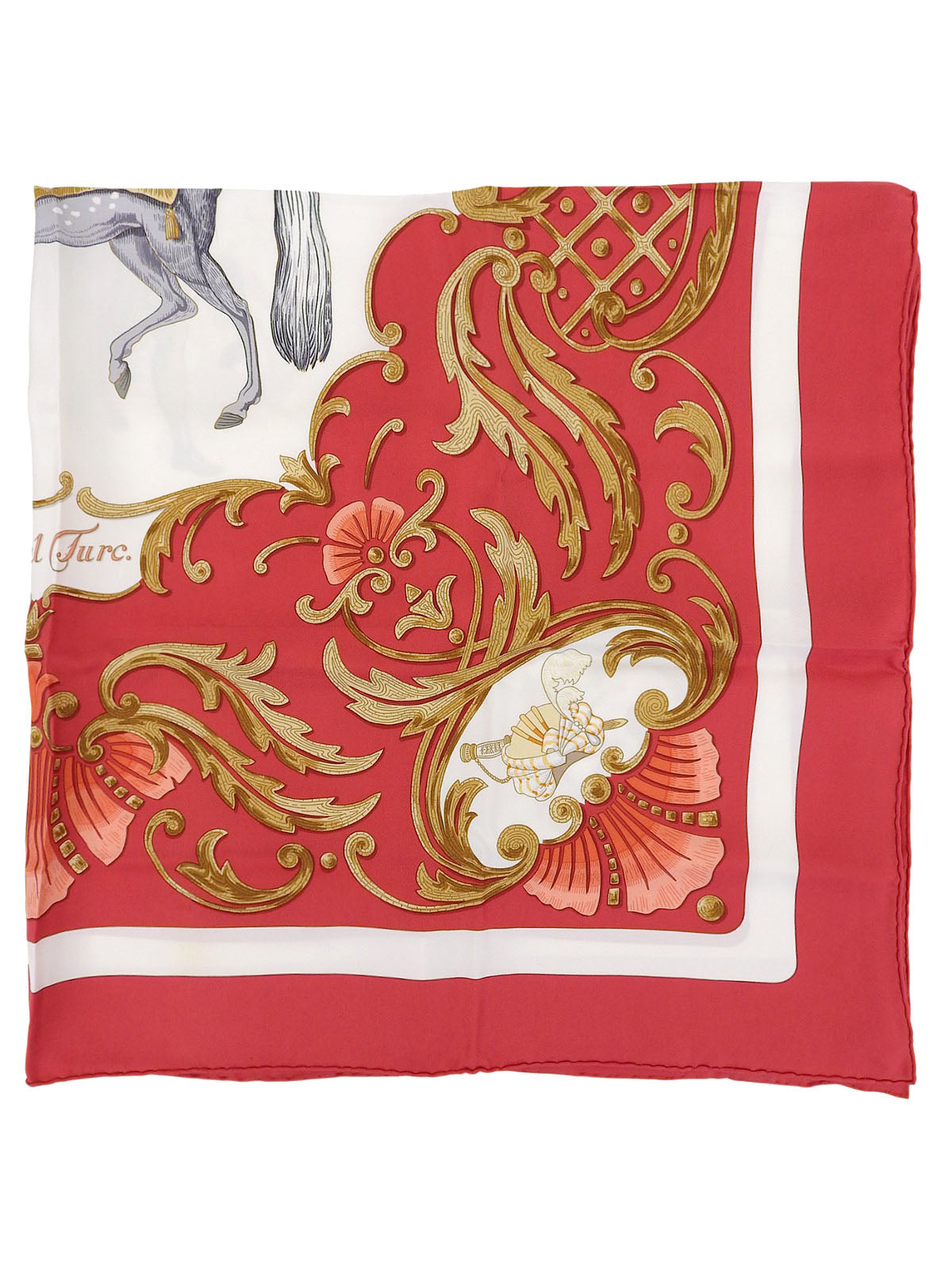 カレ90 Cheval Turcパターンスカーフ レッド/ホワイト/マルチ