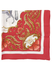 Carré 90 Cheval Turc Pattern Scarf Red/White/Multi