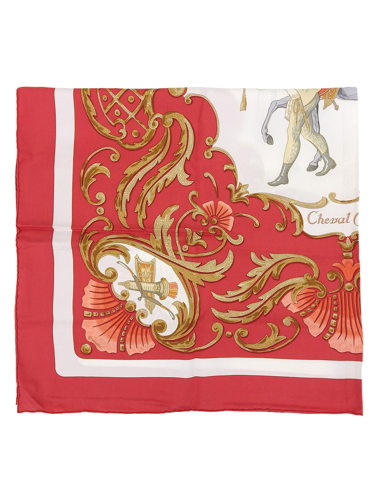Carré 90 Cheval Turc Pattern Scarf Red/White/Multi