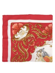 Carré 90 Cheval Turc Pattern Scarf Red/White/Multi
