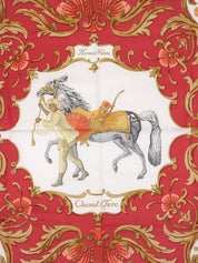 Carré 90 Cheval Turc Pattern Scarf Red/White/Multi