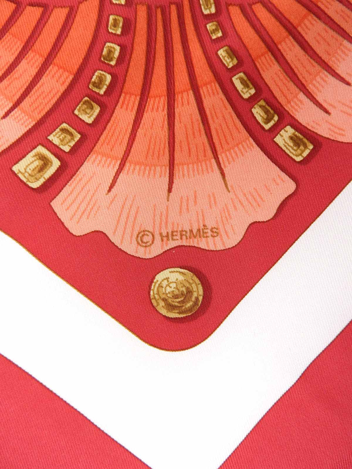 カレ90 Cheval Turcパターンスカーフ レッド/ホワイト/マルチ