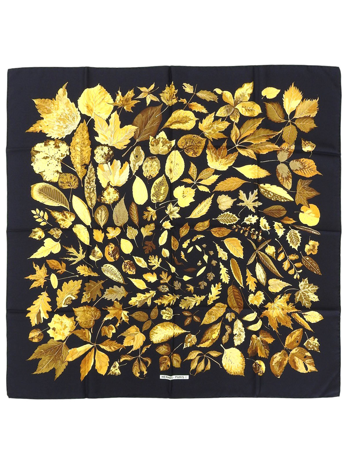 Carré 90 Tourbillon Pattern Scarf Black/Yellow