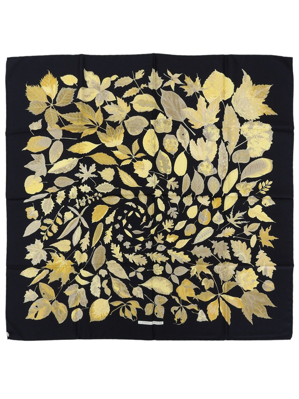 Carré 90 Tourbillon Pattern Scarf Black/Yellow