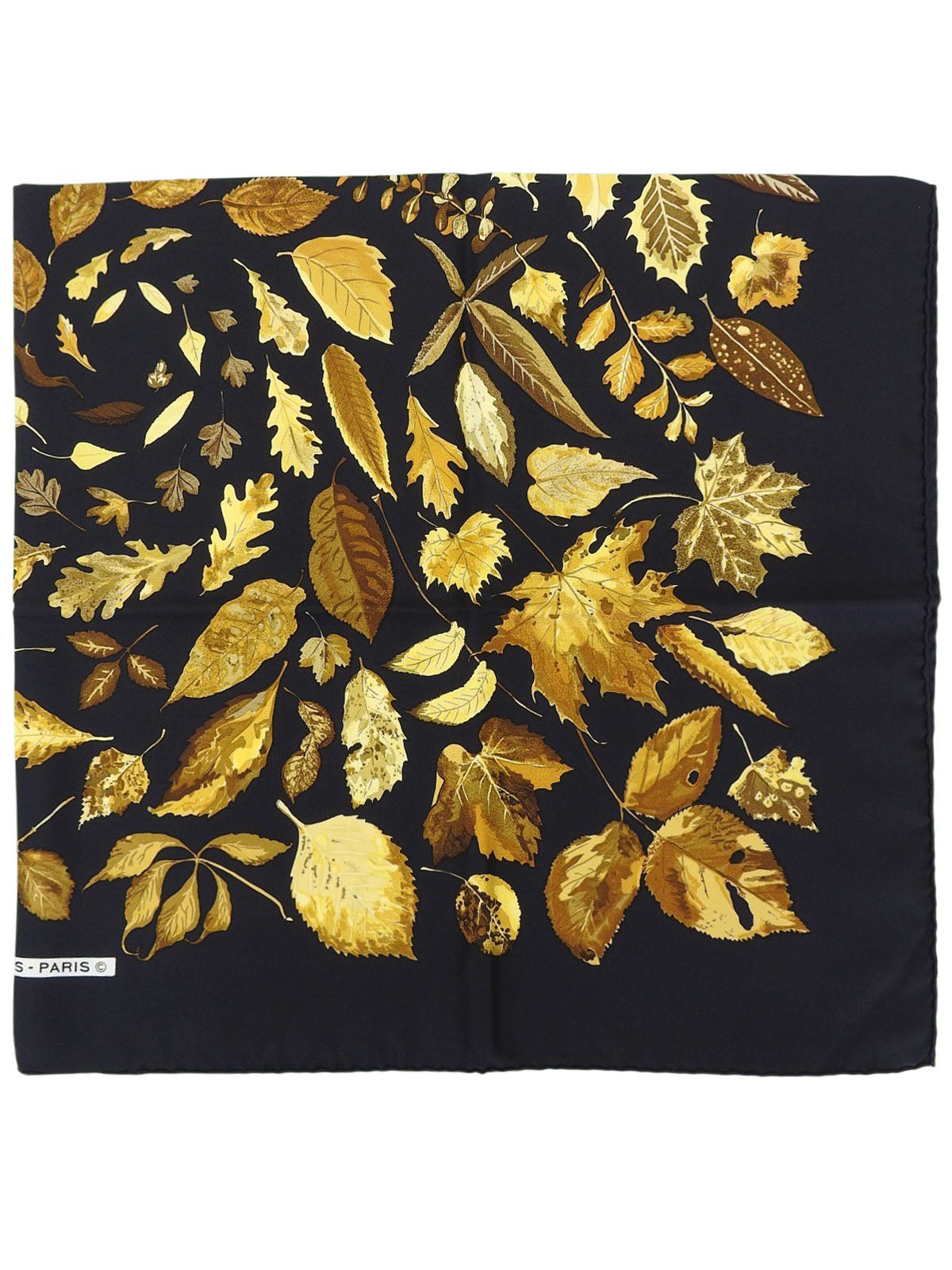 Carré 90 Tourbillon Pattern Scarf Black/Yellow