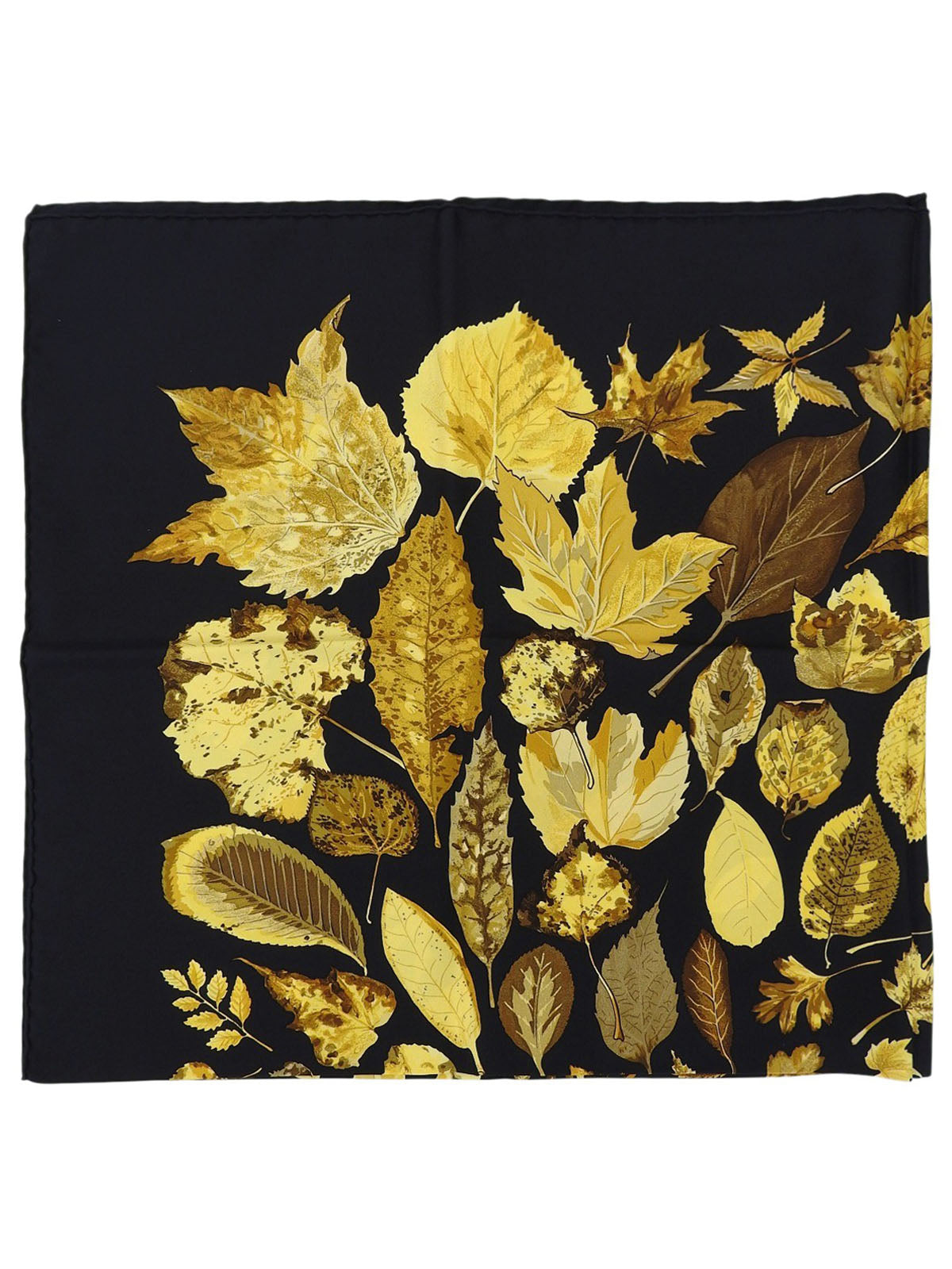 Carré 90 Tourbillon Pattern Scarf Black/Yellow