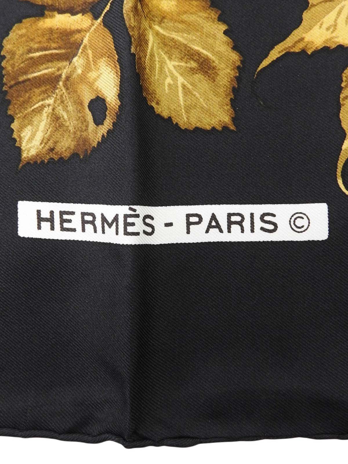 Carré 90 Tourbillon Pattern Scarf Black/Yellow