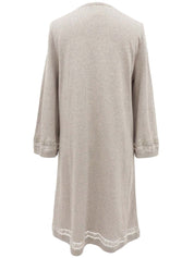 ラインストーントリムデザインCCマークボタンワンピース グレージュ