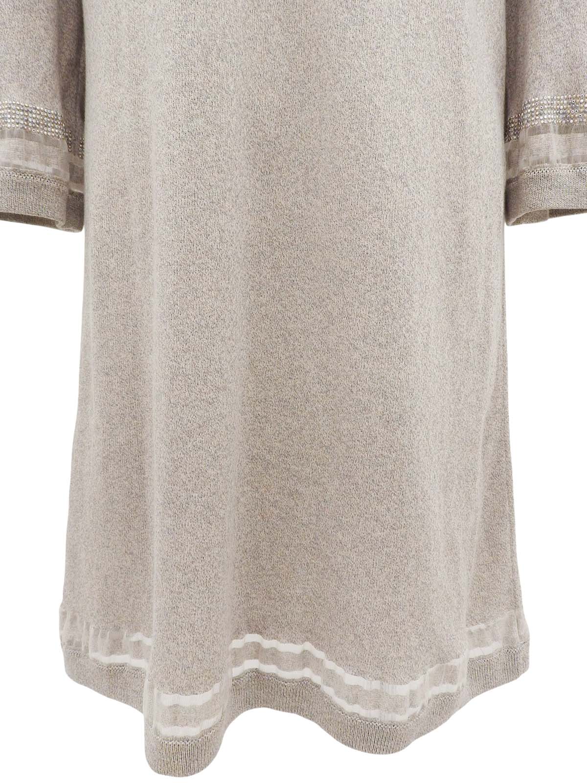 ラインストーントリムデザインCCマークボタンワンピース グレージュ