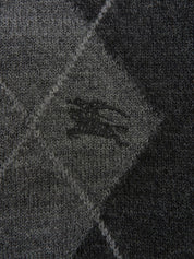 Wool logo embroidered argyle pattern vest in dark gray/gray