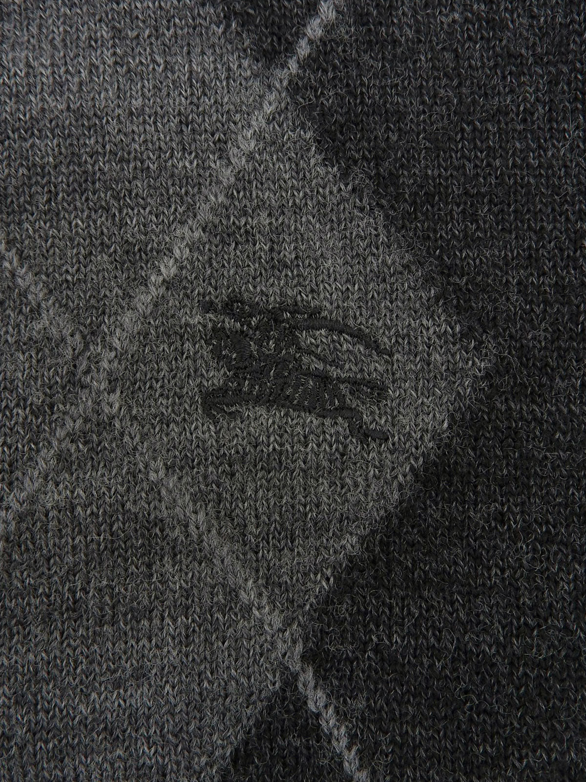 ウールロゴ刺繍アーガイルパターンベスト ダークグレー/グレー