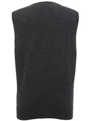 Wool logo embroidered argyle pattern vest in dark gray/gray