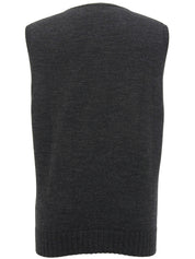 Wool logo embroidered argyle pattern vest in dark gray/gray