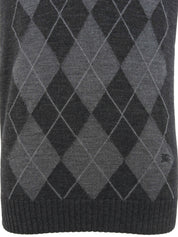 Wool logo embroidered argyle pattern vest in dark gray/gray