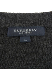 ウールロゴ刺繍アーガイルパターンベスト ダークグレー/グレー