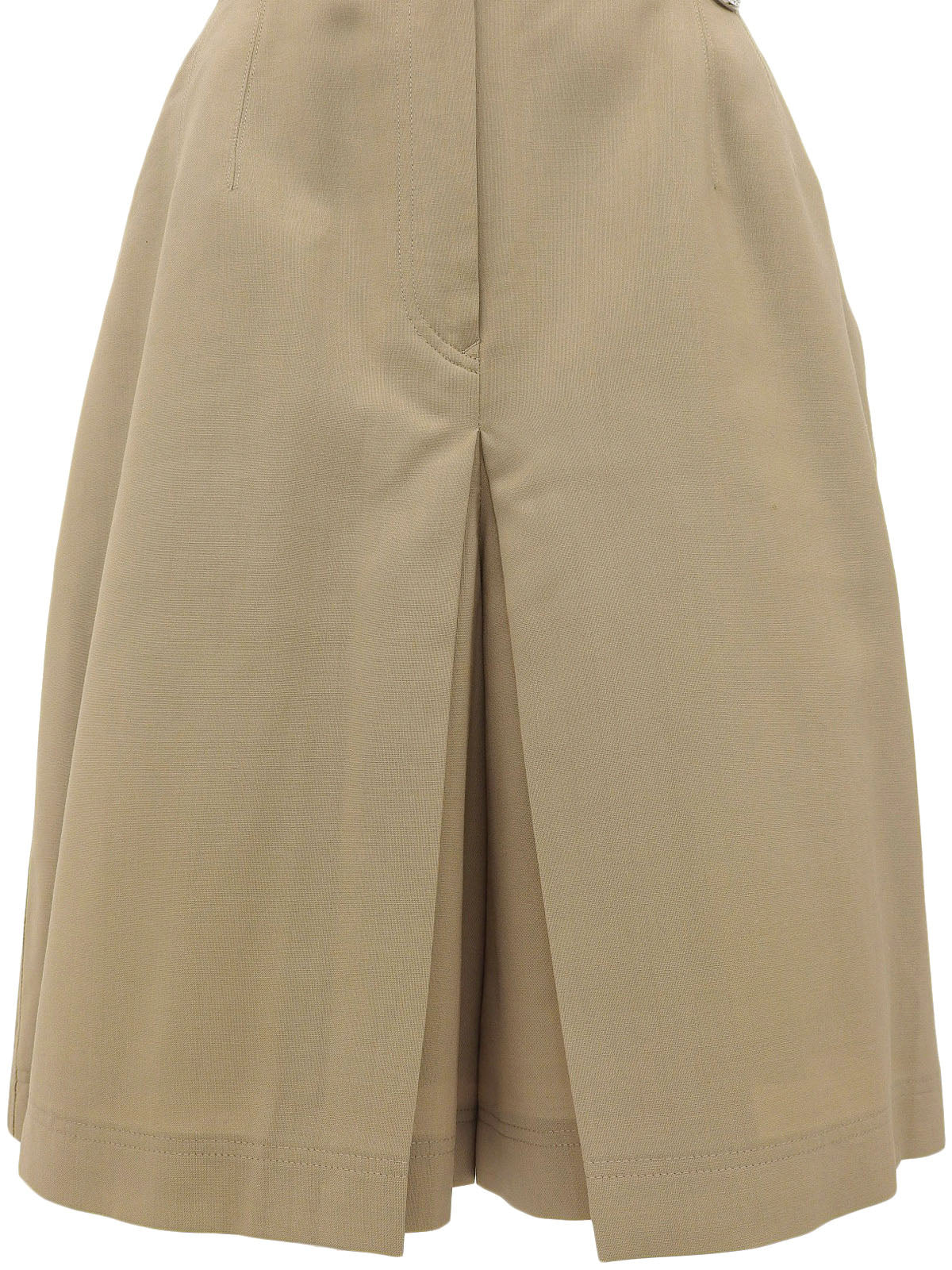 Beige wool logo embroidered culottes