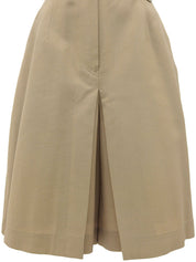 Beige wool logo embroidered culottes
