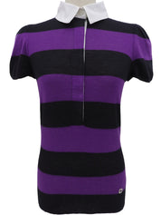 Border Pattern Logo Plate Polo Shirt Purple/Black