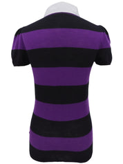 Border Pattern Logo Plate Polo Shirt Purple/Black