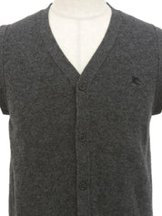 Wool logo embroidered knit vest in grey