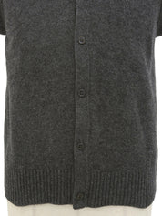 Wool logo embroidered knit vest in grey
