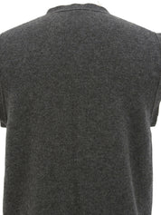 Wool logo embroidered knit vest in grey