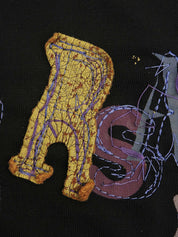 デザイン刺繍ノースリーブトップス ブラック/マルチ